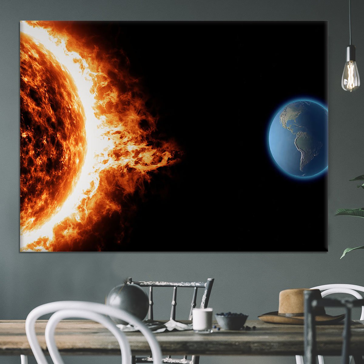 Sun earth space universe solar storm Canvas Print or Poster