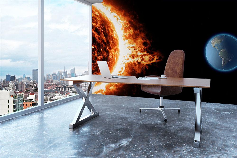 Sun earth space universe solar storm Wall Mural Wallpaper - Canvas Art Rocks - 3