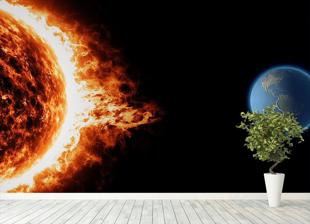 Sun earth space universe solar storm Wall Mural Wallpaper - Canvas Art Rocks - 4