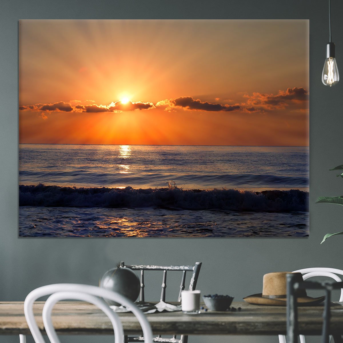 Sun rays over the bulgarian Black sea Canvas Print or Poster