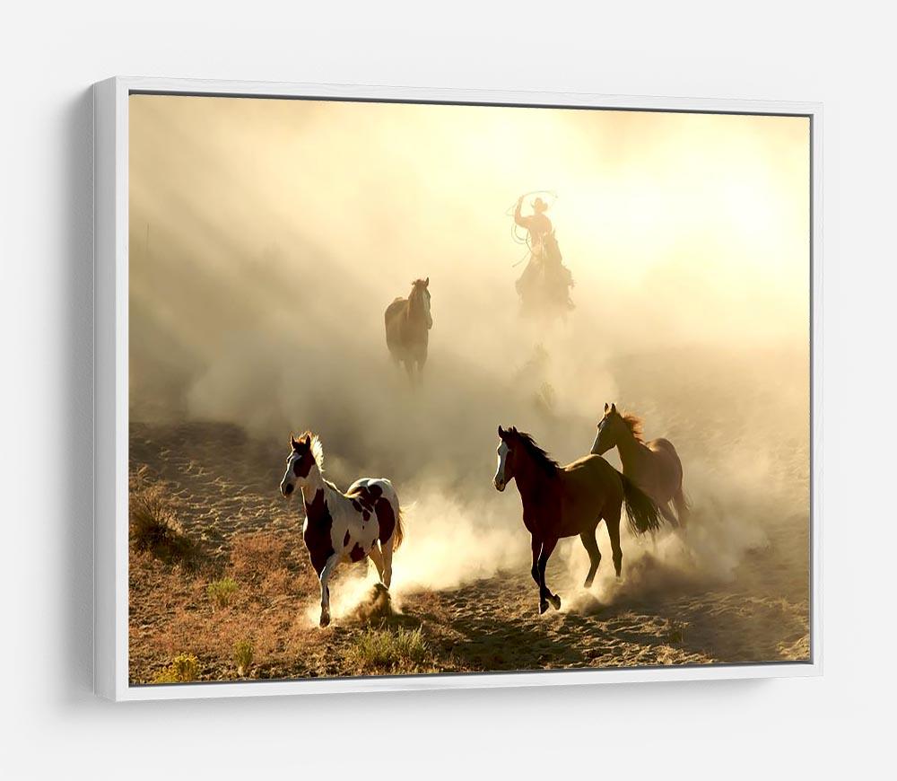 Sunlight Horses and cowboy HD Metal Print - Canvas Art Rocks - 7