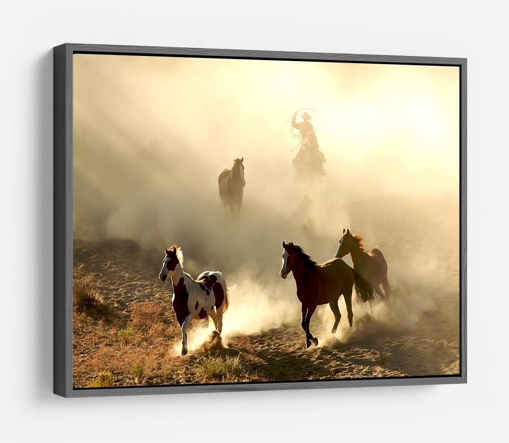 Sunlight Horses and cowboy HD Metal Print - Canvas Art Rocks - 9