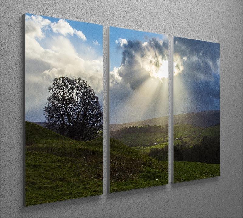 Sunlight on the Lake District 3 Split Panel Canvas Print - Canvas Art Rocks - 2