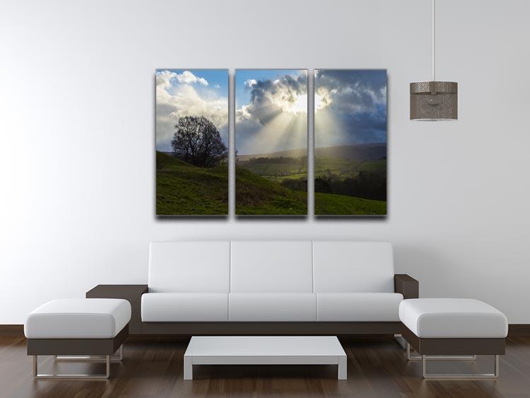 Sunlight on the Lake District 3 Split Panel Canvas Print - Canvas Art Rocks - 3