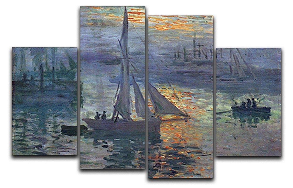 Sunrise at Sea by Monet 4 Split Panel Canvas  - Canvas Art Rocks - 1