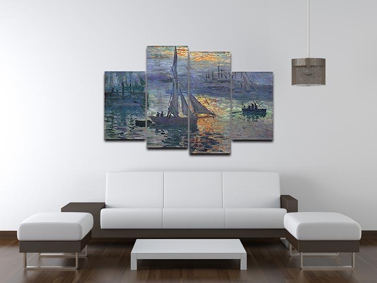 Sunrise at Sea by Monet 4 Split Panel Canvas - Canvas Art Rocks - 3