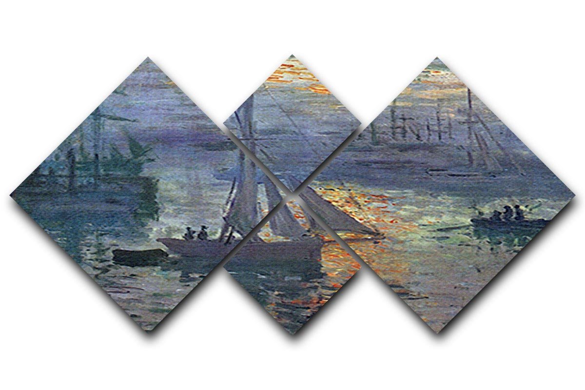 Sunrise at Sea by Monet 4 Square Multi Panel Canvas  - Canvas Art Rocks - 1