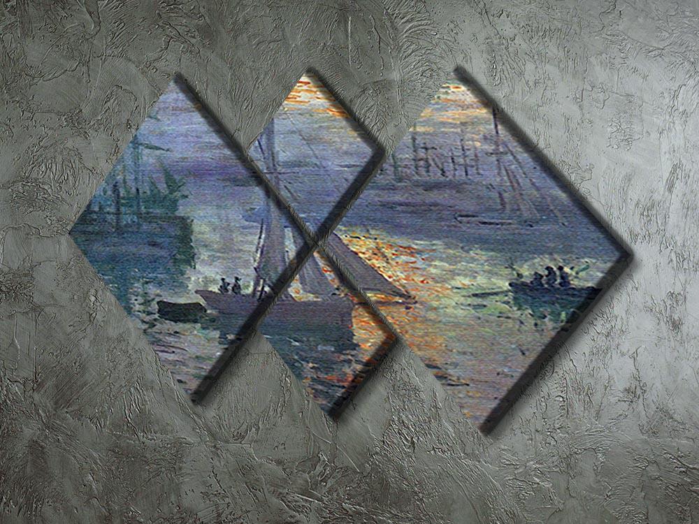 Sunrise at Sea by Monet 4 Square Multi Panel Canvas - Canvas Art Rocks - 2