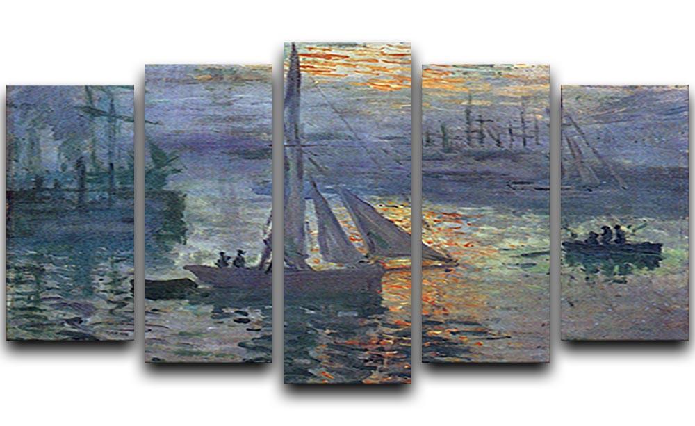 Sunrise at Sea by Monet 5 Split Panel Canvas  - Canvas Art Rocks - 1