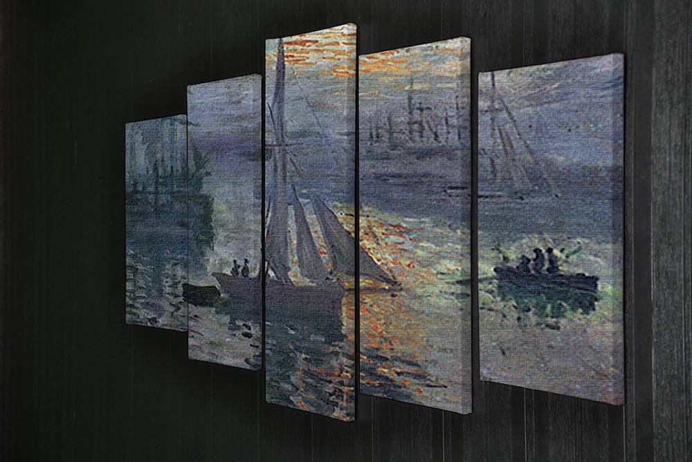Sunrise at Sea by Monet 5 Split Panel Canvas - Canvas Art Rocks - 2