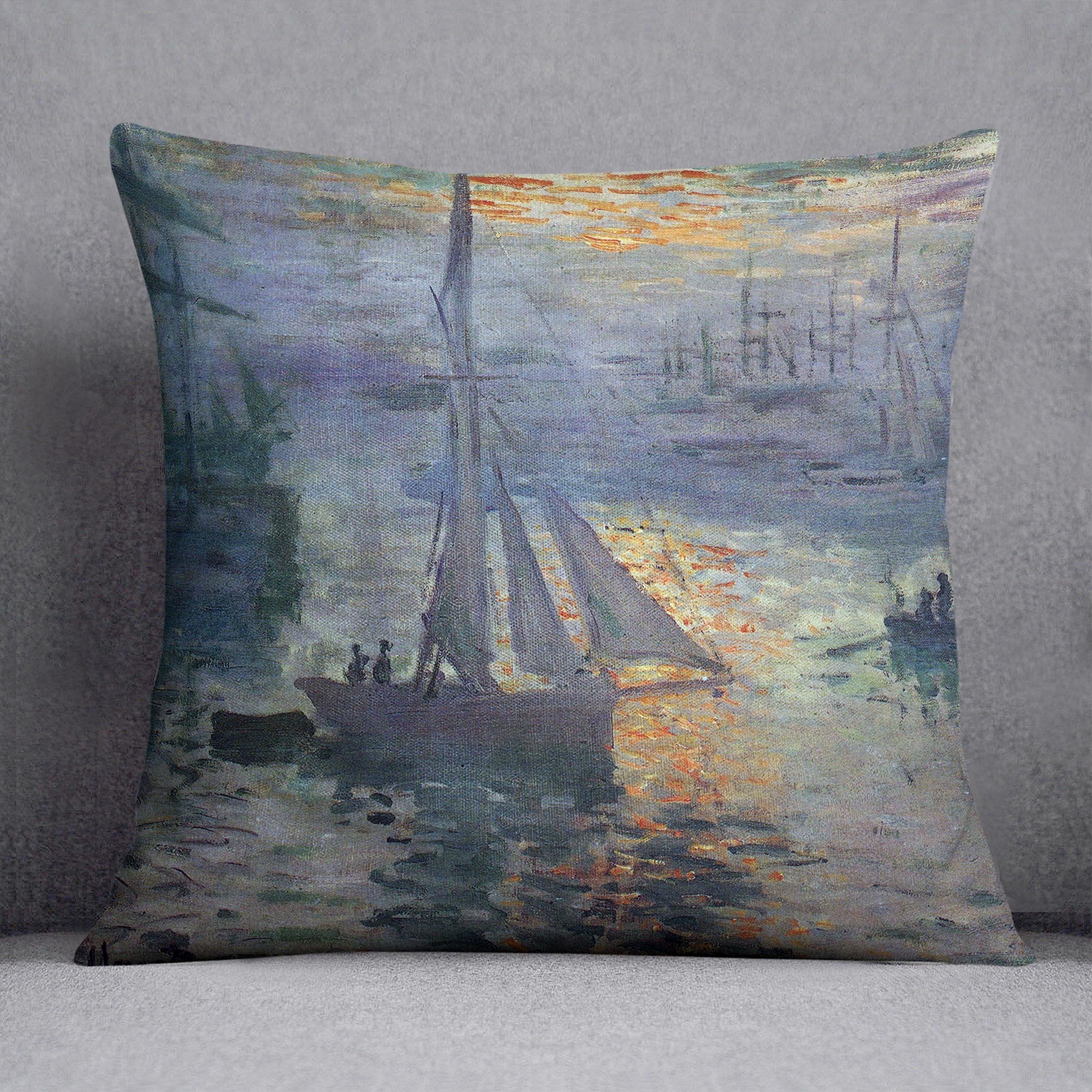 Sunrise at Sea by Monet Throw Pillow