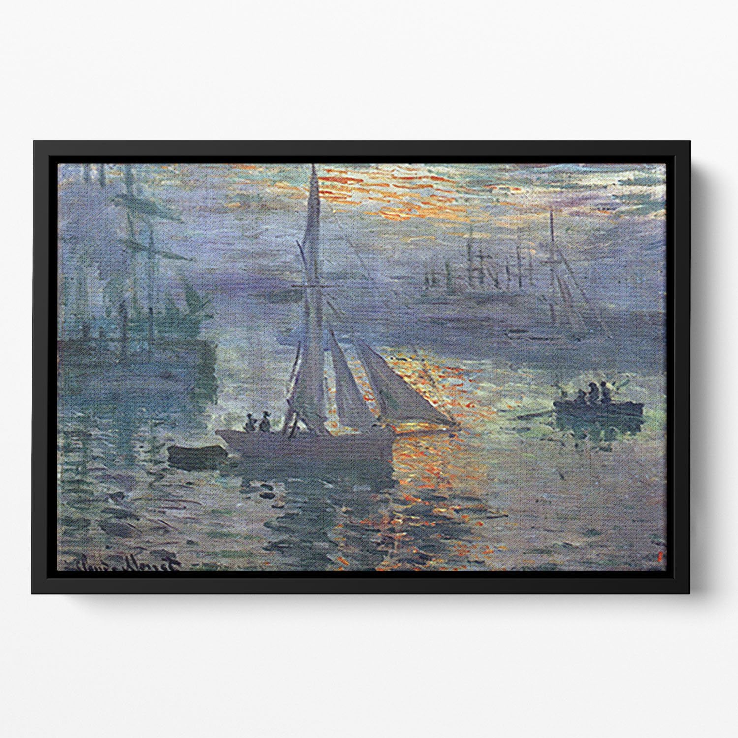 Sunrise at Sea by Monet Floating Framed Canvas