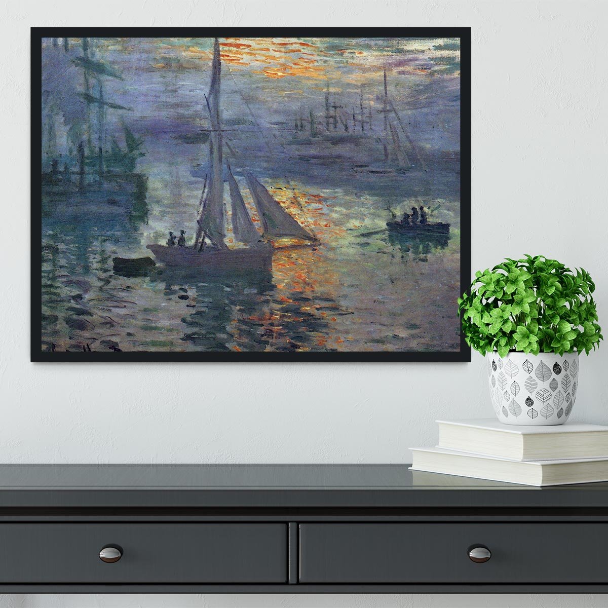 Sunrise at Sea by Monet Framed Print - Canvas Art Rocks - 2