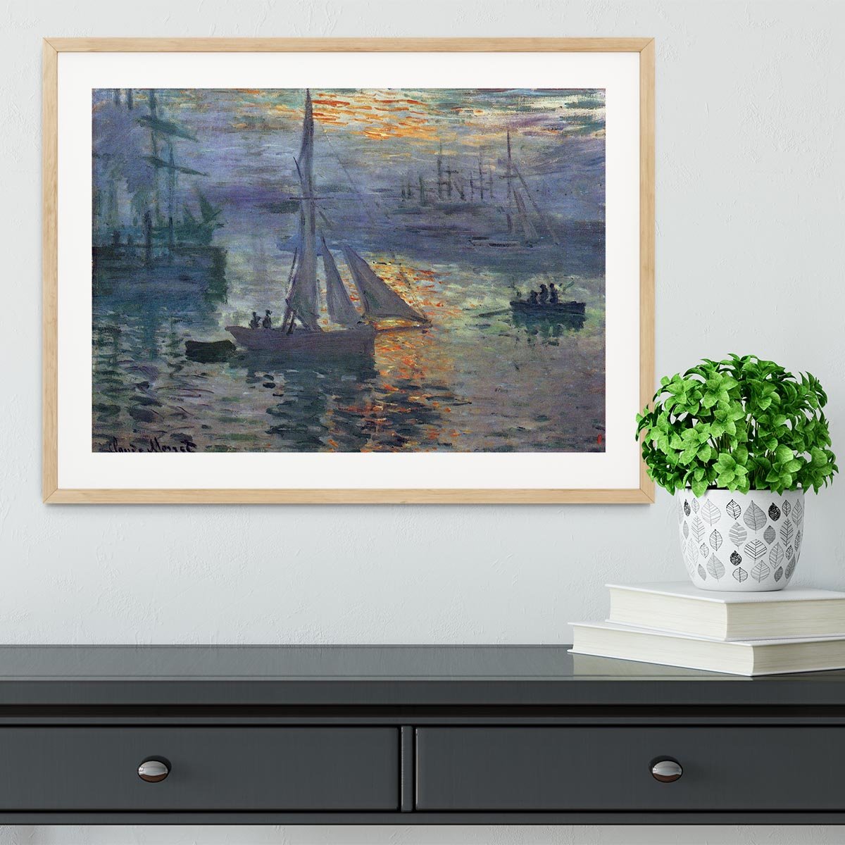 Sunrise at Sea by Monet Framed Print - Canvas Art Rocks - 3