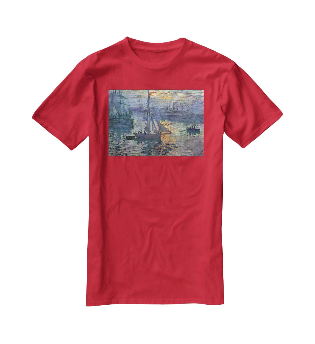 Sunrise at Sea by Monet T-Shirt - Canvas Art Rocks - 4
