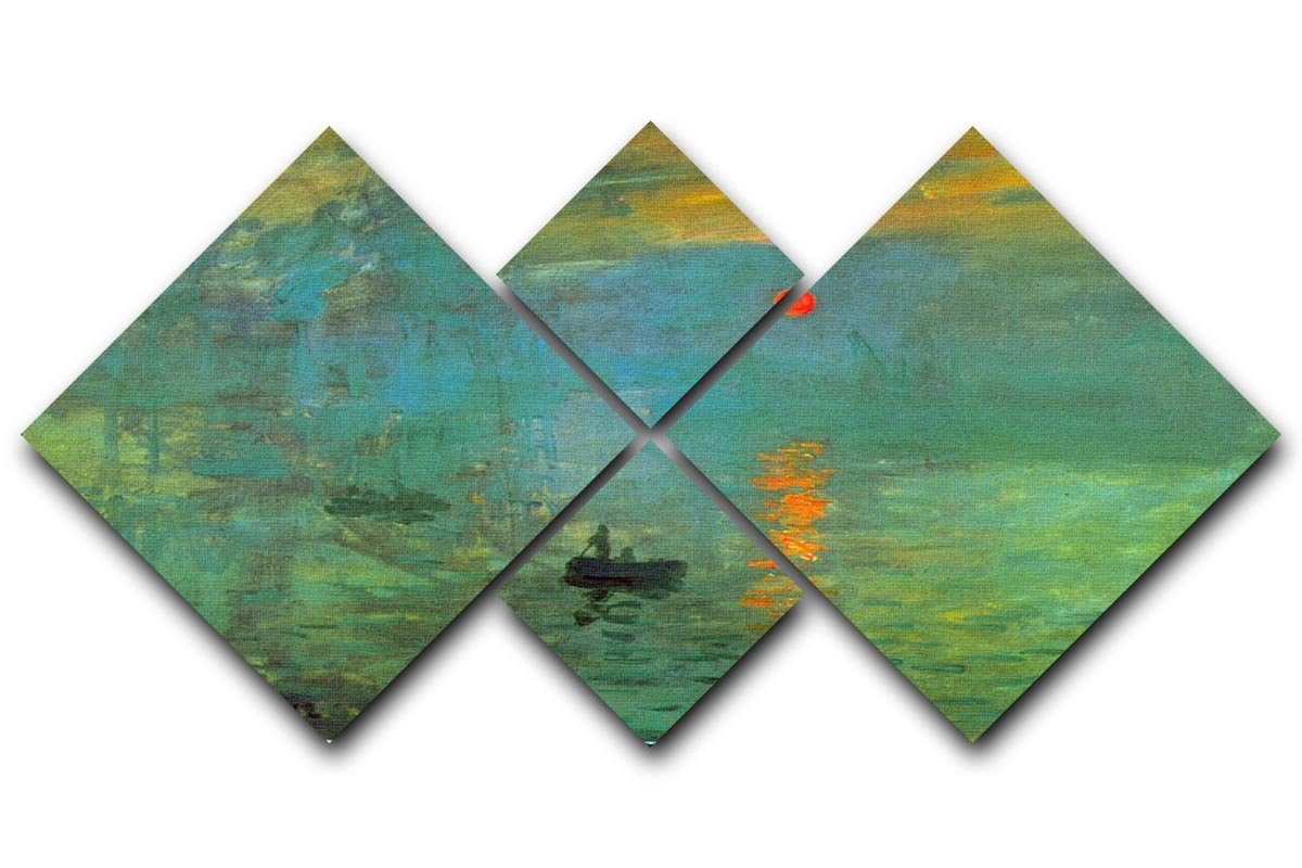 Sunrise by Monet 4 Square Multi Panel Canvas  - Canvas Art Rocks - 1
