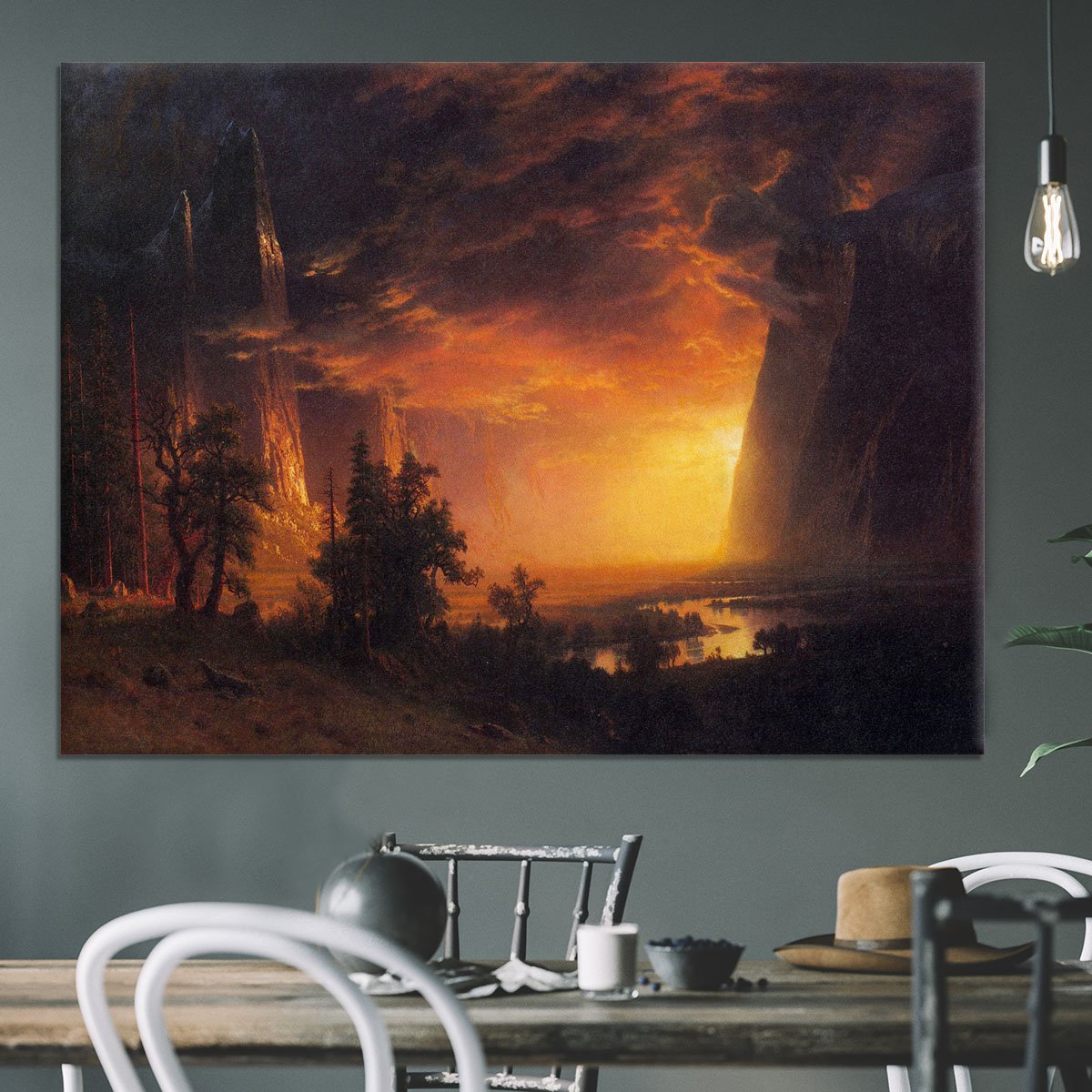 Sunrise in Yosemite Valley by Bierstadt Canvas Print or Poster