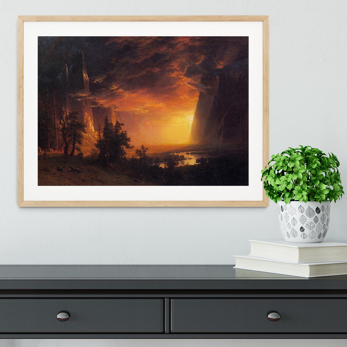 Sunrise in Yosemite Valley by Bierstadt Framed Print - Canvas Art Rocks - 3