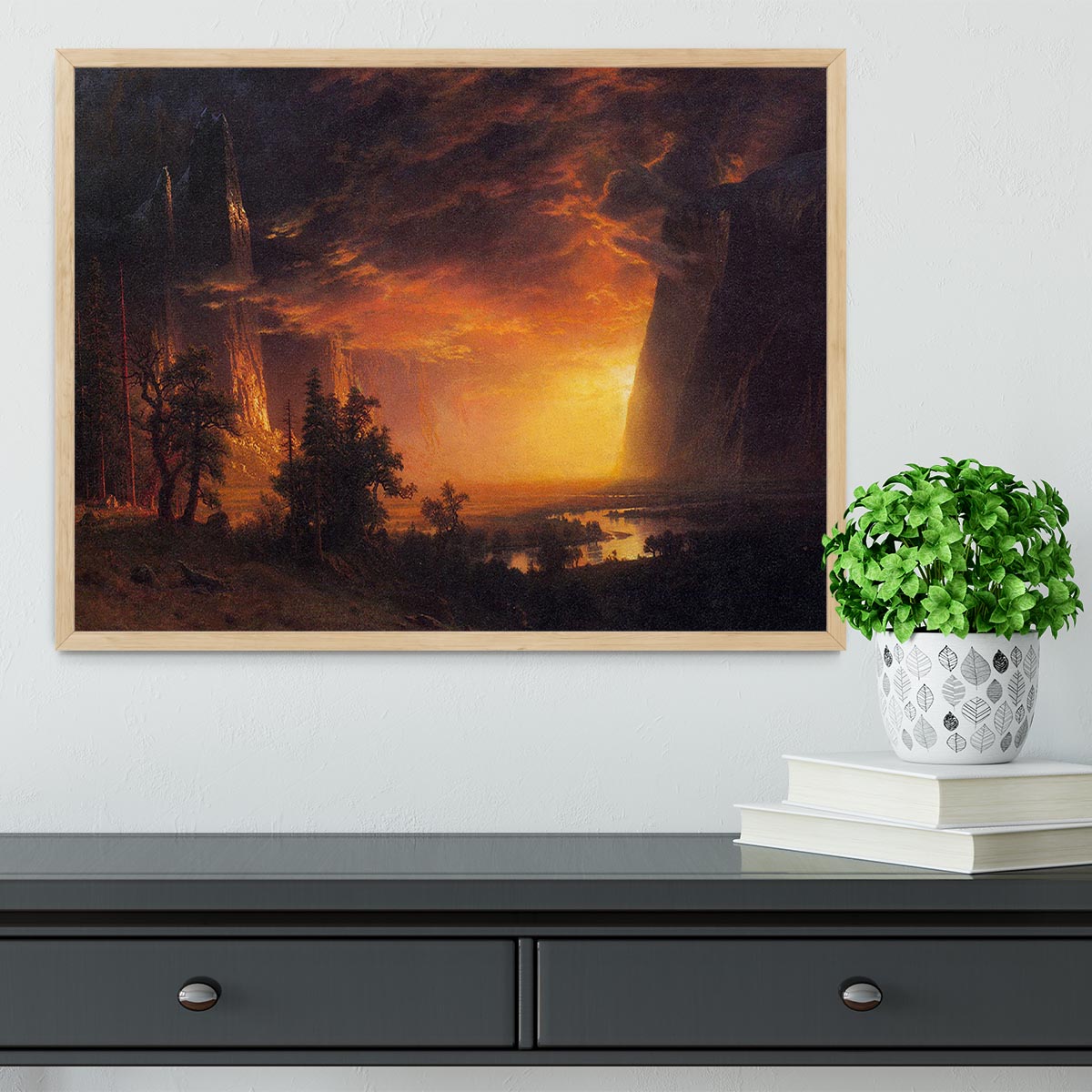 Sunrise in Yosemite Valley by Bierstadt Framed Print - Canvas Art Rocks - 4