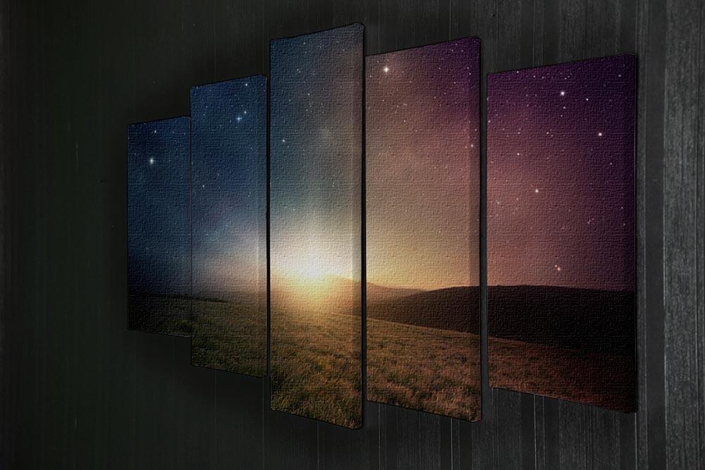 Sunrise with stars and galaxy in night 5 Split Panel Canvas - Canvas Art Rocks - 2