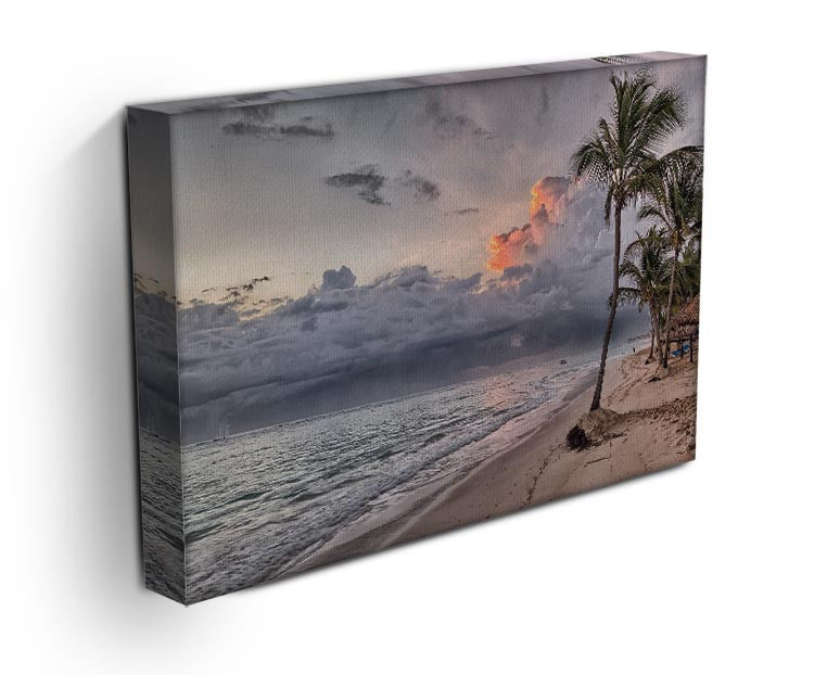 Sunset Beach Palm Tree Print - Canvas Art Rocks - 3