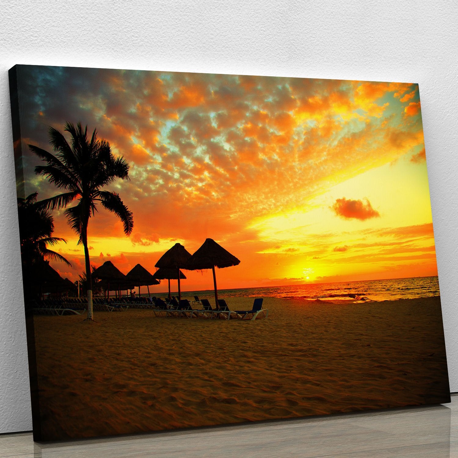 Sunset Scene at Tropical Beach Canvas Print or Poster