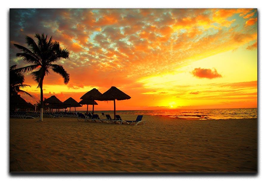 Sunset Scene at Tropical Beach Canvas Print or Poster - Canvas Art Rocks - 1