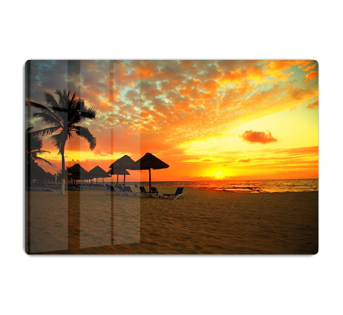 Sunset Scene at Tropical Beach HD Metal Print - Canvas Art Rocks - 1