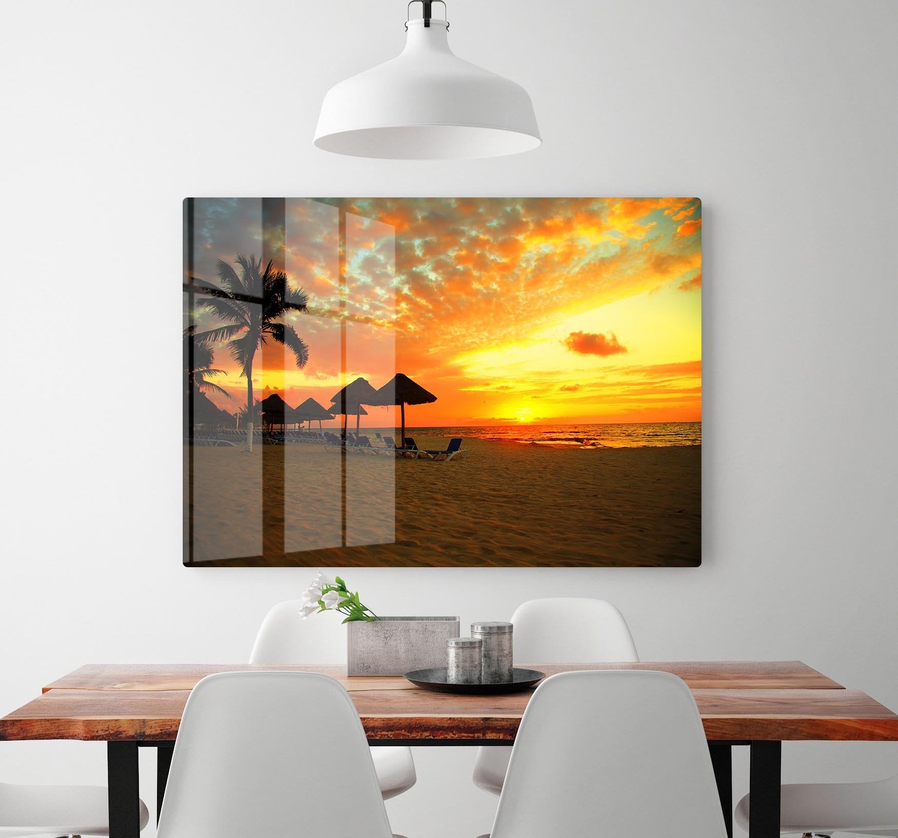 Sunset Scene at Tropical Beach HD Metal Print - Canvas Art Rocks - 2