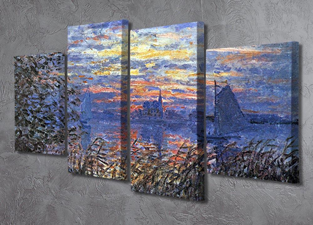 Sunset on the Seine by Monet 4 Split Panel Canvas - Canvas Art Rocks - 2