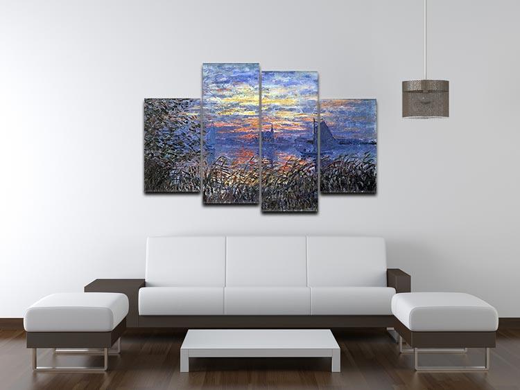Sunset on the Seine by Monet 4 Split Panel Canvas - Canvas Art Rocks - 3