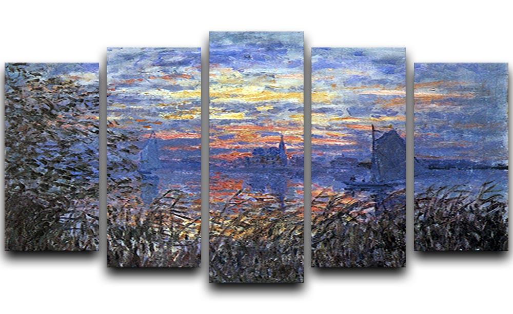 Sunset on the Seine by Monet 5 Split Panel Canvas  - Canvas Art Rocks - 1