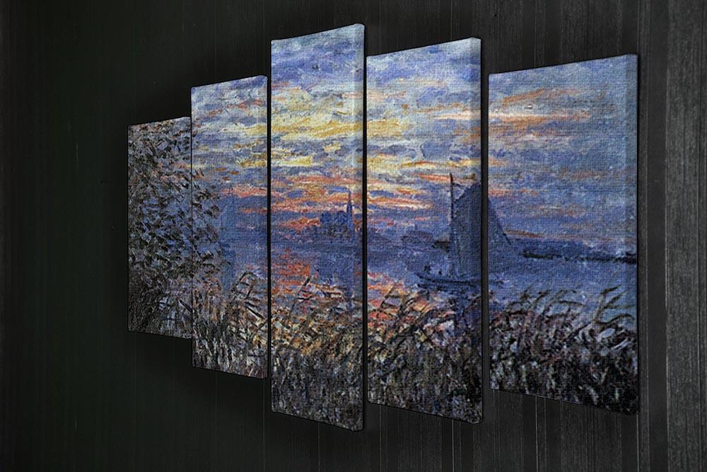 Sunset on the Seine by Monet 5 Split Panel Canvas - Canvas Art Rocks - 2
