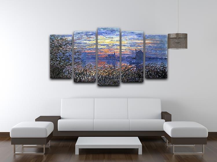 Sunset on the Seine by Monet 5 Split Panel Canvas - Canvas Art Rocks - 3