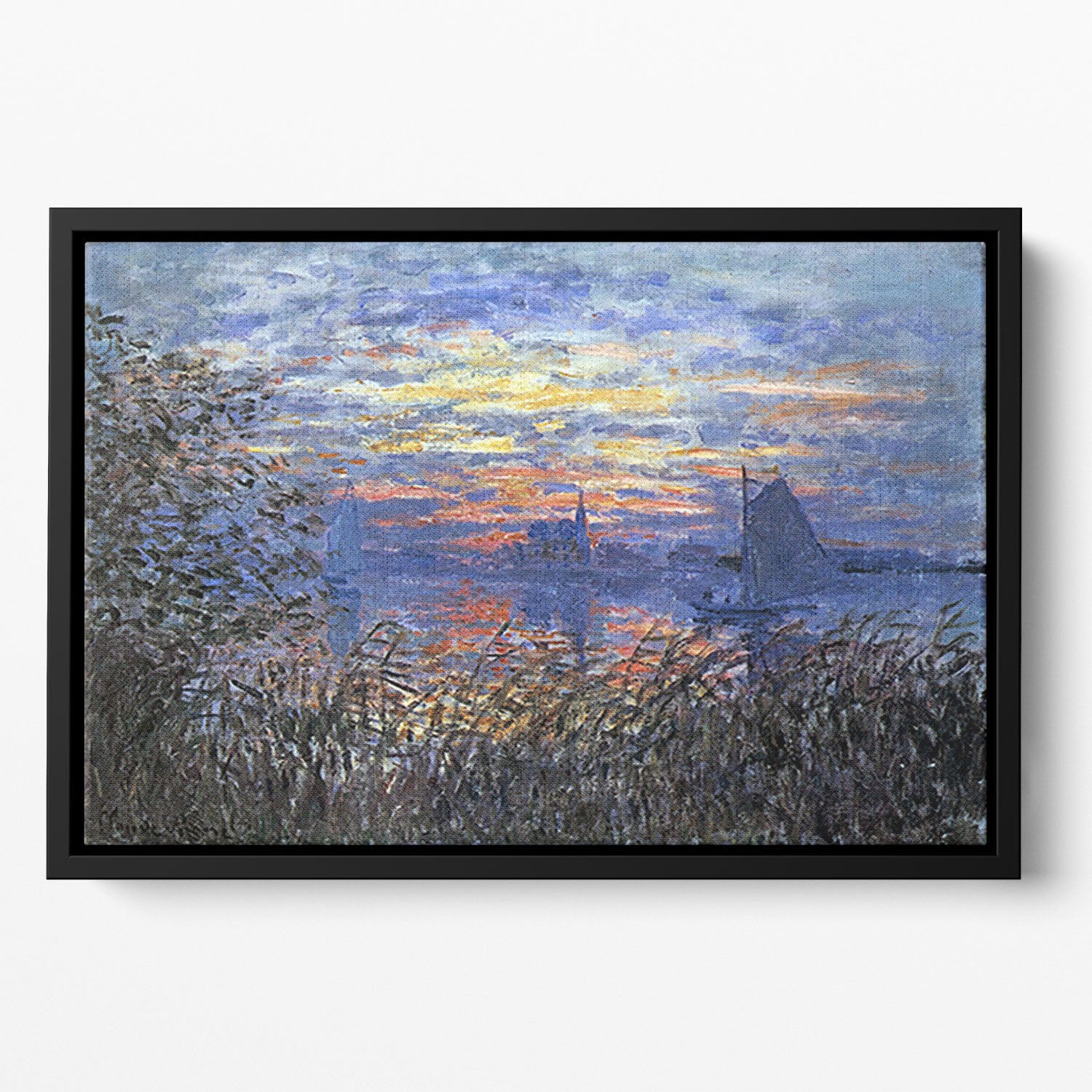 Sunset on the Seine by Monet Floating Framed Canvas