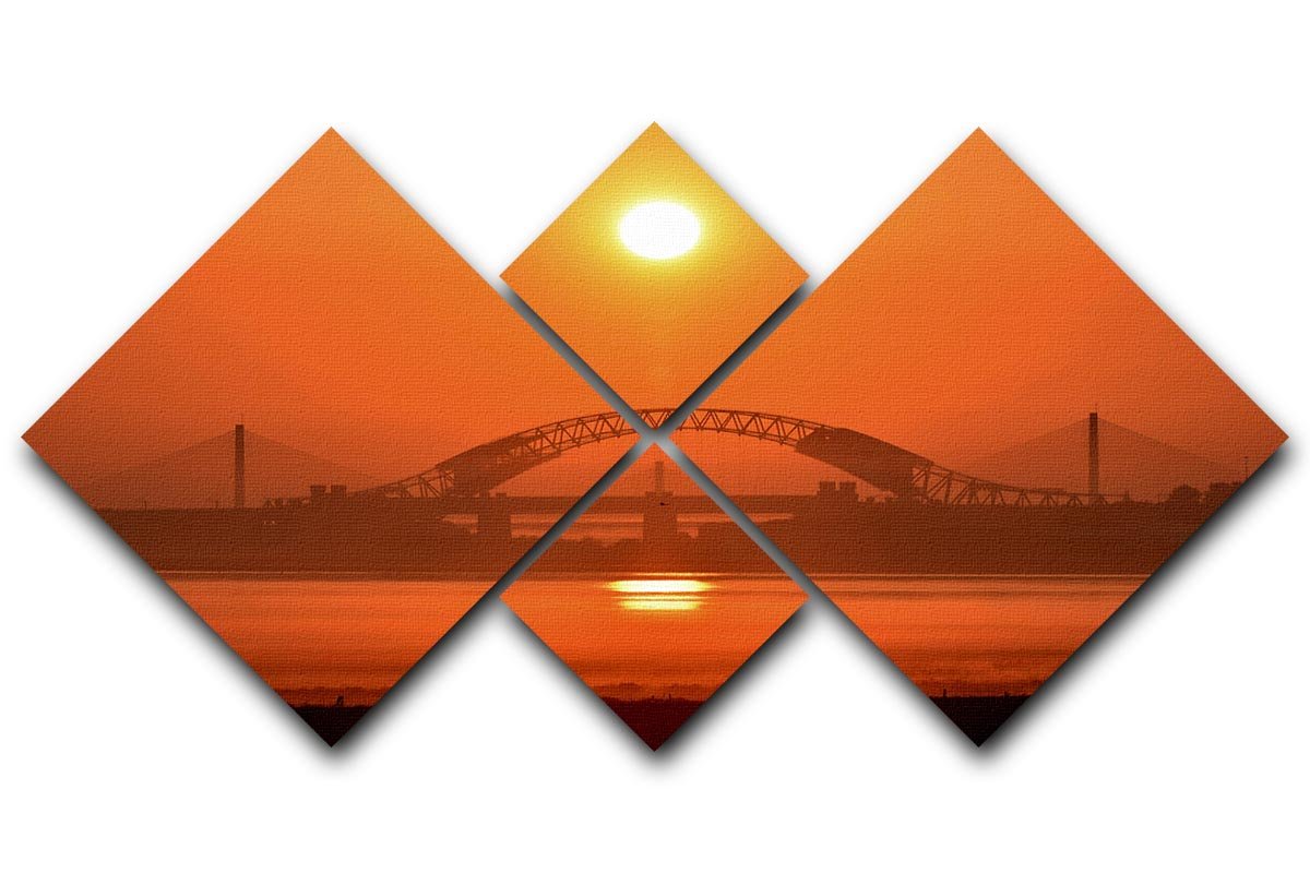 Sunset over the Mersey 4 Square Multi Panel Canvas - Canvas Art Rocks - 1