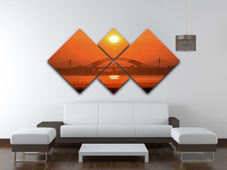 Sunset over the Mersey 4 Square Multi Panel Canvas - Canvas Art Rocks - 3