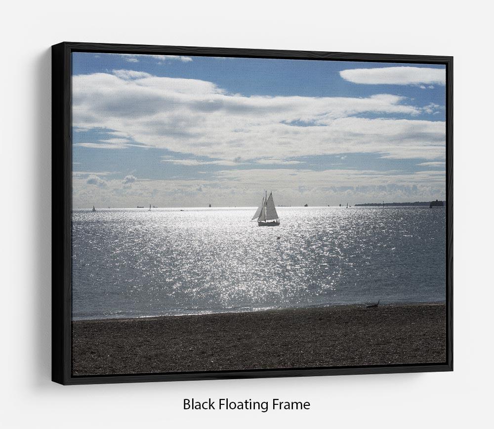 Sunshine on the sea Floating Frame Canvas - Canvas Art Rocks - 1