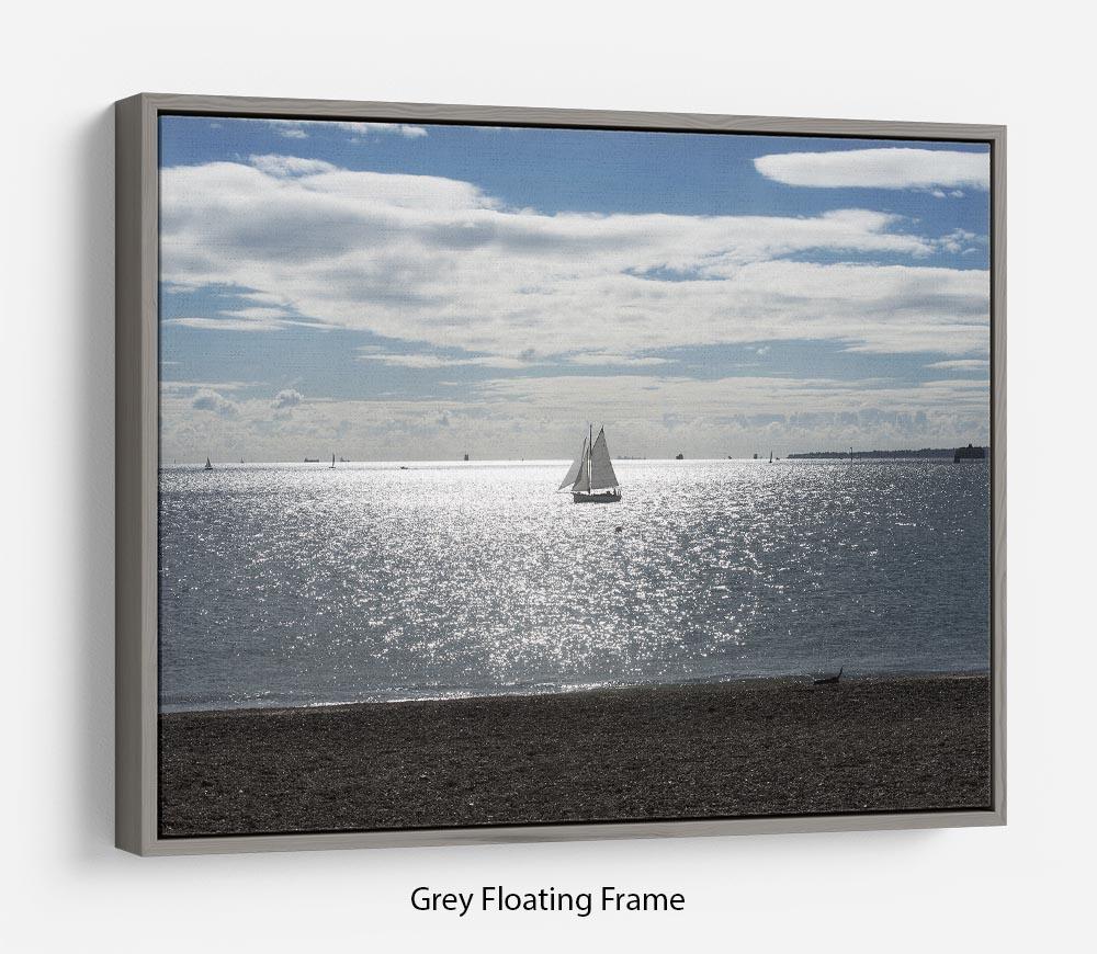 Sunshine on the sea Floating Frame Canvas - Canvas Art Rocks - 3