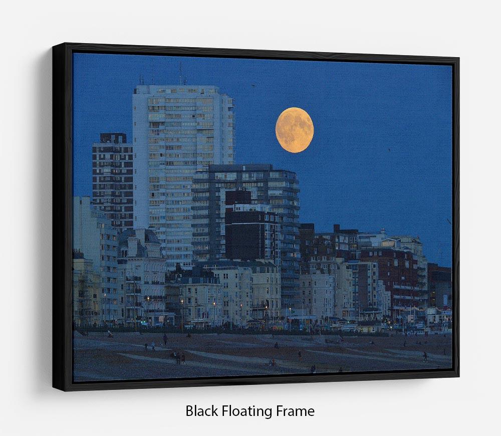 Super moon over Brighton Floating Frame Canvas - Canvas Art Rocks - 1