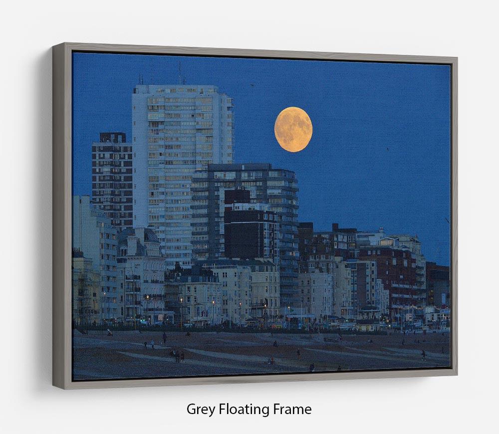 Super moon over Brighton Floating Frame Canvas - Canvas Art Rocks - 3