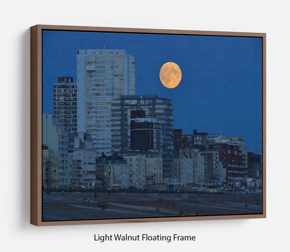 Super moon over Brighton Floating Frame Canvas - Canvas Art Rocks 7