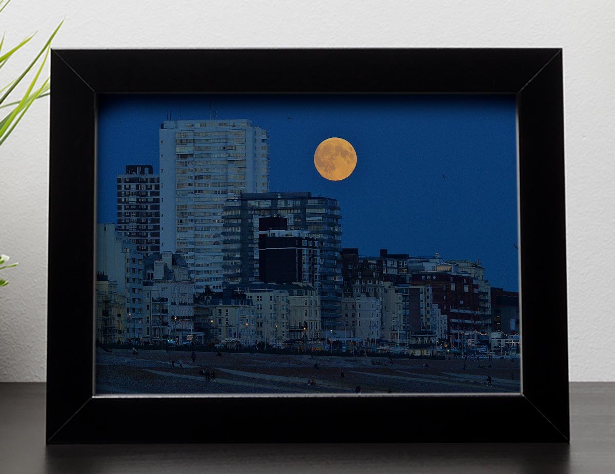 Super moon over Brighton Framed Print - Canvas Art Rocks - 2