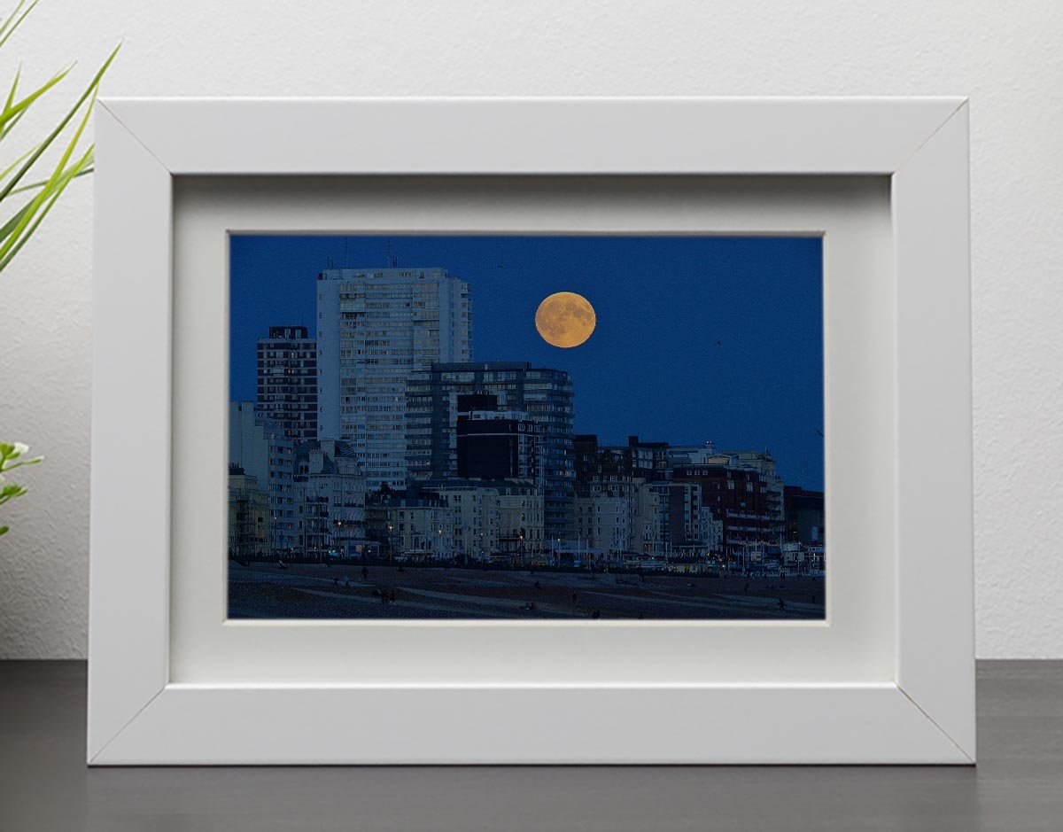 Super moon over Brighton Framed Print - Canvas Art Rocks - 3
