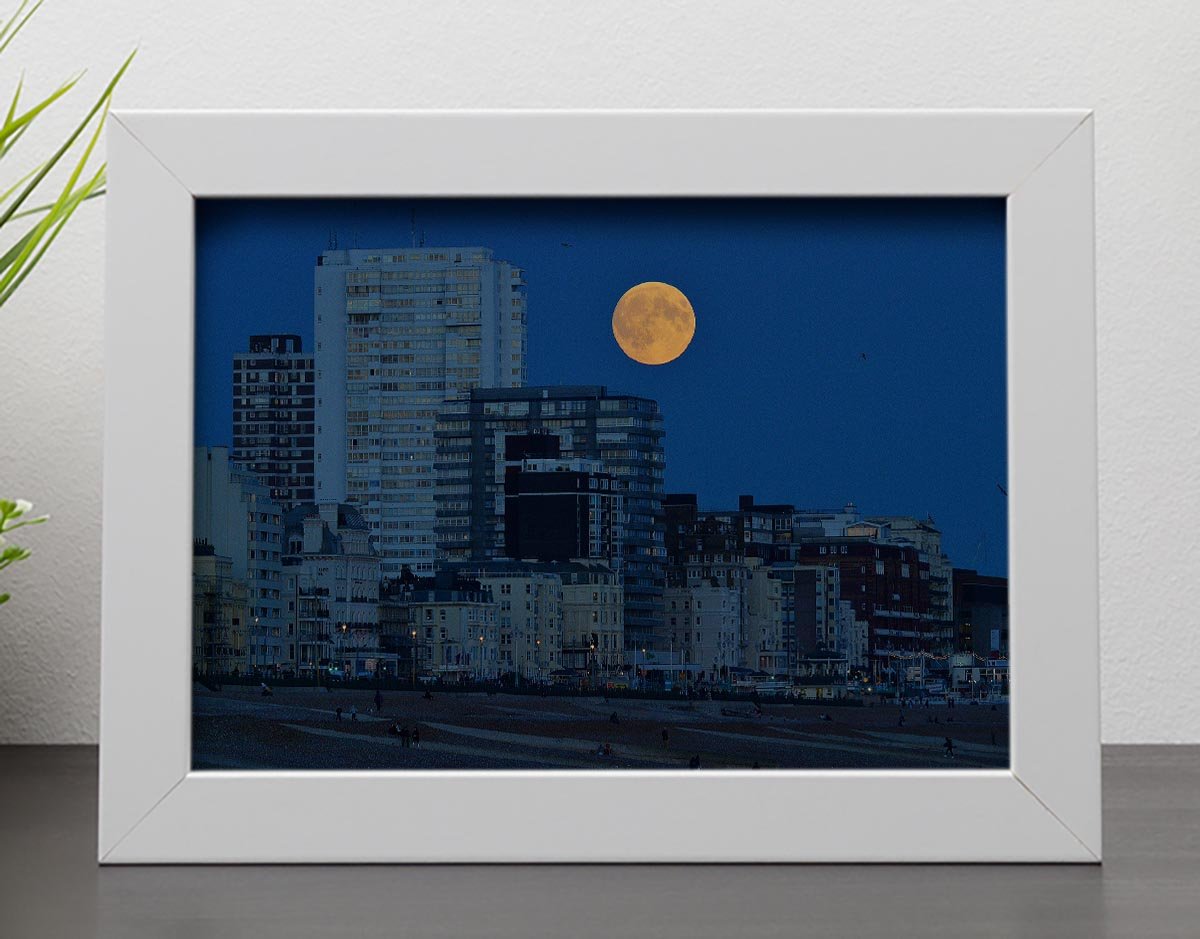 Super moon over Brighton Framed Print - Canvas Art Rocks - 4