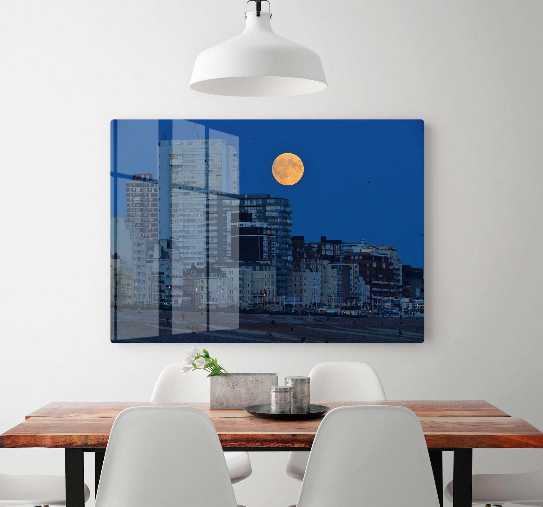 Super moon over Brighton HD Metal Print - Canvas Art Rocks - 2