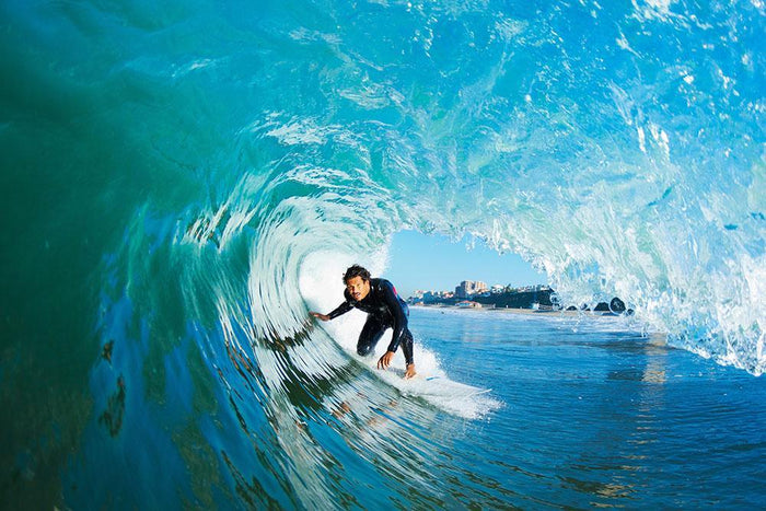 Surfer On Blue Ocean Wave Wall Mural Wallpaper