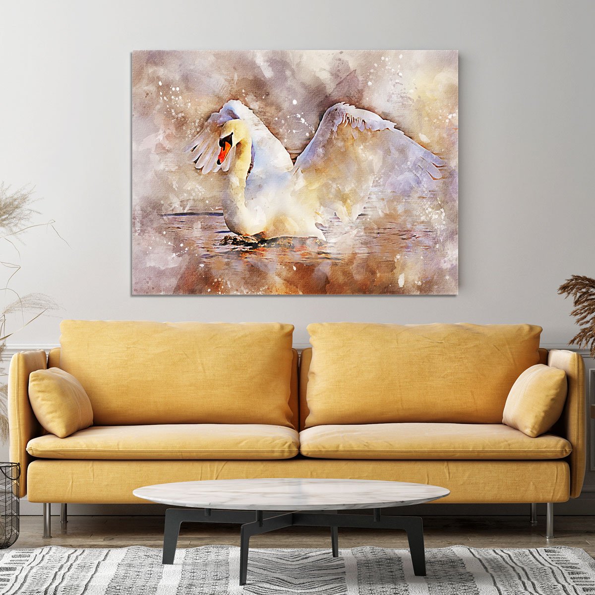 Swan Painting Canvas Print or Poster