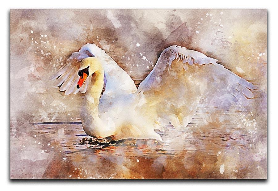 Swan Painting Canvas Print or Poster  - Canvas Art Rocks - 1