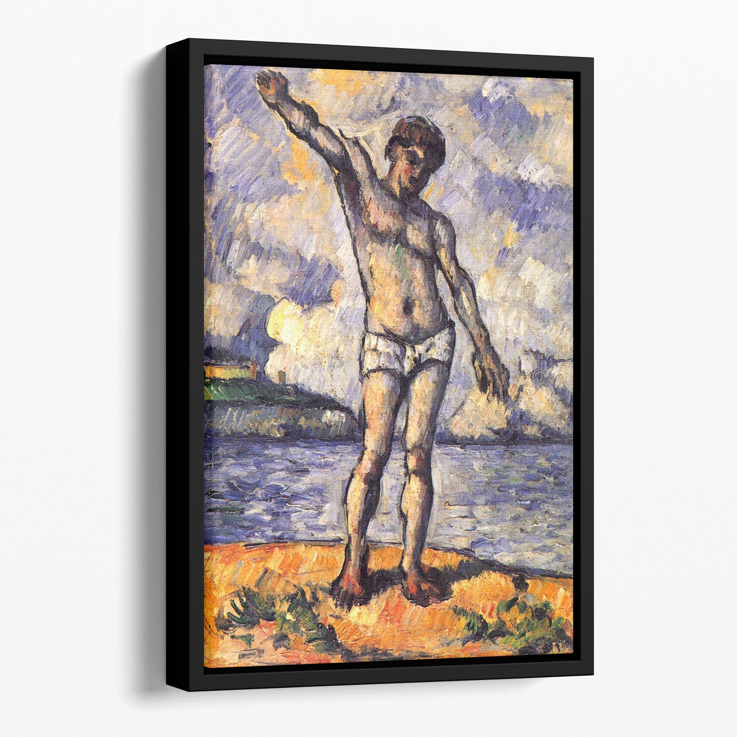 Swimmer with outstretched arms by Cezanne Floating Framed Canvas - Canvas Art Rocks - 1